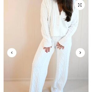 Cozy White Cable Knit Lounge Set
